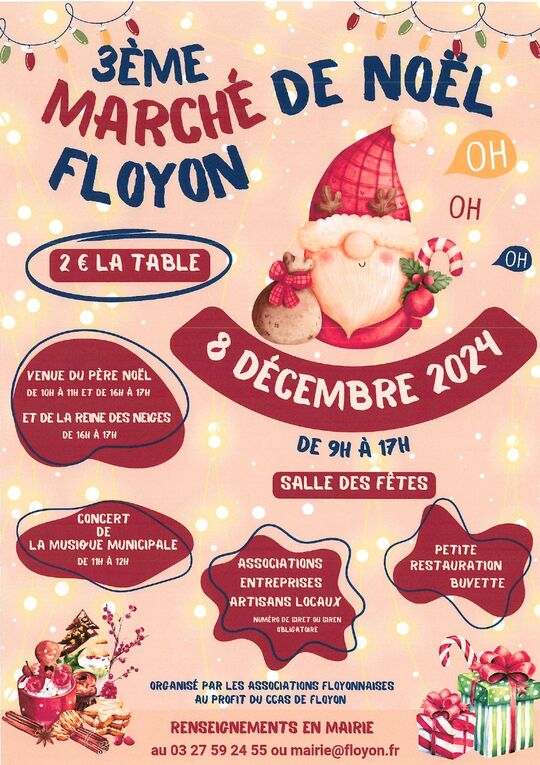 Affiche contenant les informations du marché de Noël de Floyon